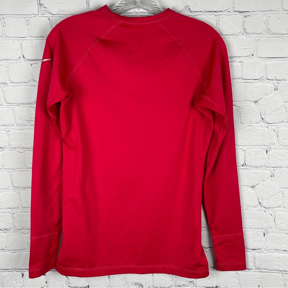 NIKE Pro red long sleeve thermal fleece lined crew neck logo top, size M - Picture 4 of 16